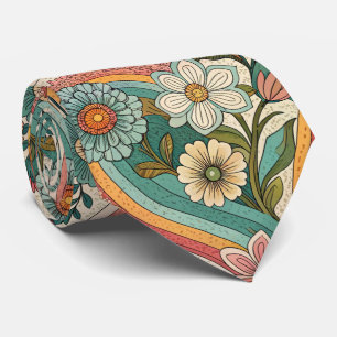 Col cravate personnalisée marron floral des années
