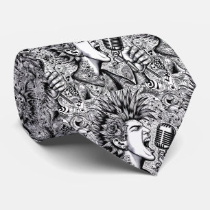 Col cravate punk rock noir et blanc