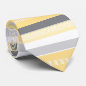 Col cravate rayé horizontal jaune et gris (Roulé)