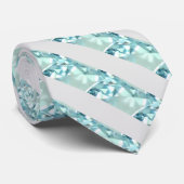 Col cravate rayé moderne turquoise gemme fractale (Roulé)
