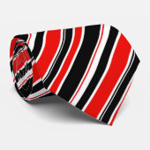 Col cravate rayé noir blanc et rouge (Roulé)