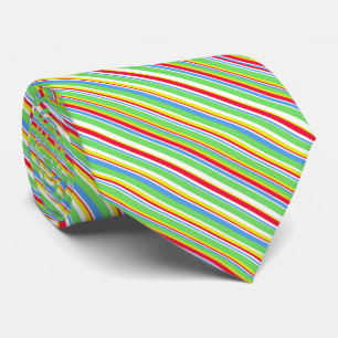 Col cravate rayé vert bleu rouge jaune vibrant