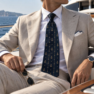 Col cravate rayure corde d'ancre nautique argent