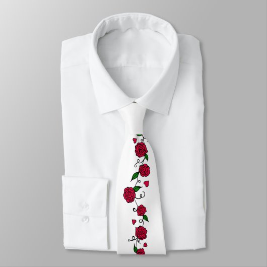 Col cravate roses rouges romantiques (Attaché)