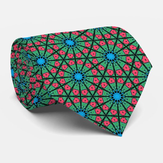 Col cravate rouge vert et bleu (Roulé)
