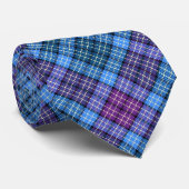 Col cravate - Tartan Bleu Rose Violet Vert (Roulé)