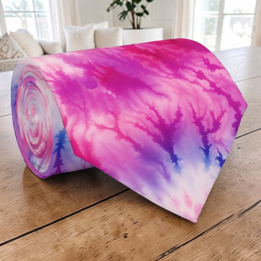Col cravate tie dye rose et violet rétro