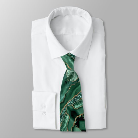 Col cravate vert émeraude paillettes or (Attaché)