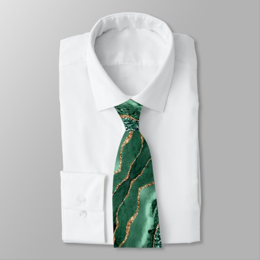 Col cravate vert émeraude paillettes or (Attaché)