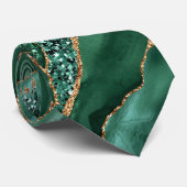 Col cravate vert émeraude paillettes or (Roulé)
