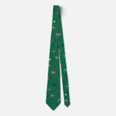 Col cravate vert Kelly motif animaux de safari jun (Devant)