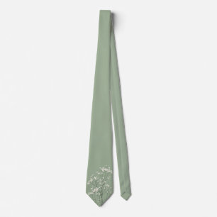 Col cravate vert sauge avec détail floral de Gypso