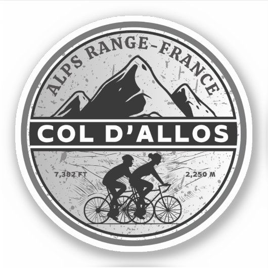 Col d'Allos, Franse Alpes fietstocht Sticker (Voorkant)