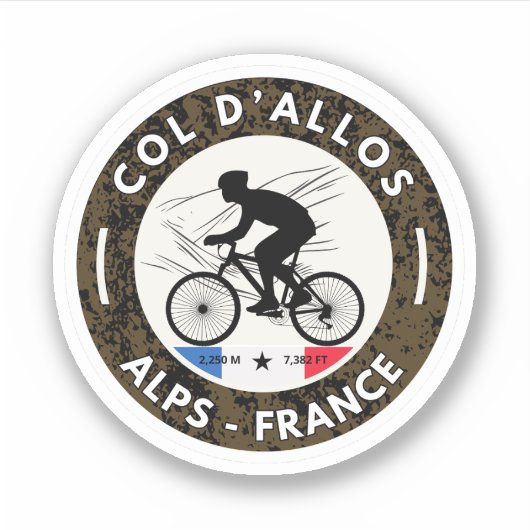 Col d'Allos, Franse Alpes fietstocht Sticker (Voorkant)