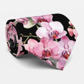 Col de cravate fleurs d'orchidée rose (Roulé)