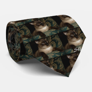 Col de cravate pour homme amateur de chat siamois