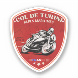 Col de Turini, Alpes-Maritimes motorfiets sticker