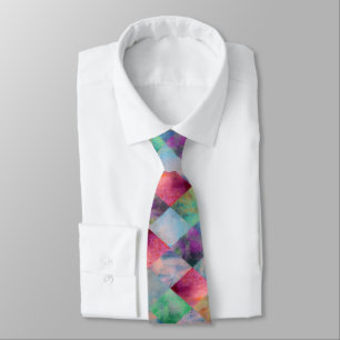 Col en cravate moderne à motif diamant prismatique