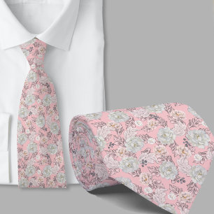 Col floral Fleurs Rose Poussiéreux Cravate