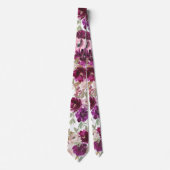 Col floral rose rose et violet pour cravate (Devant)