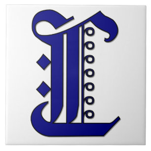 Colchester Letter L in Blue Monogram Tegel Tegeltje