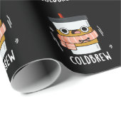 Cold Brew Funny Freezing Coffee Pun Dark BG Cadeaupapier (Rol Hoek)