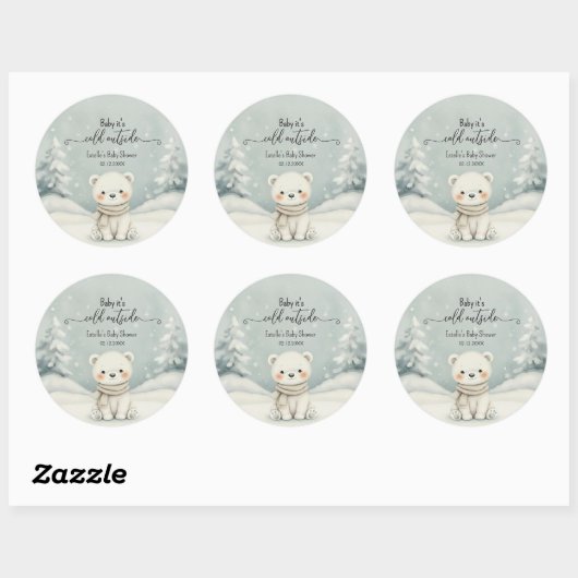 Cold Outside Winter Gender Neutral Baby Shower Ronde Sticker (Vel)