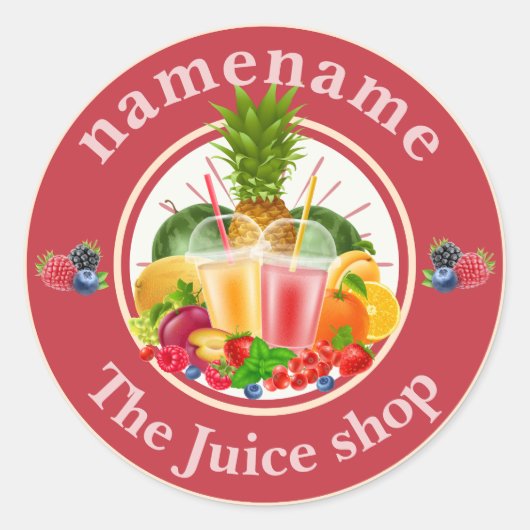 Cold Pressed Juice Smoothies fruitwinkel personeel Ronde Sticker (Voorkant)