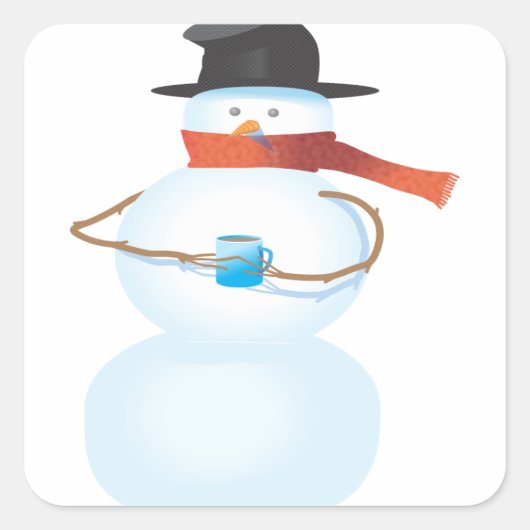 Cold Snowman Vierkante Sticker (Voorkant)