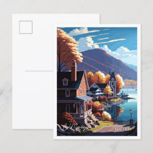 Cold Springs New York vintage reisillustratie Briefkaart