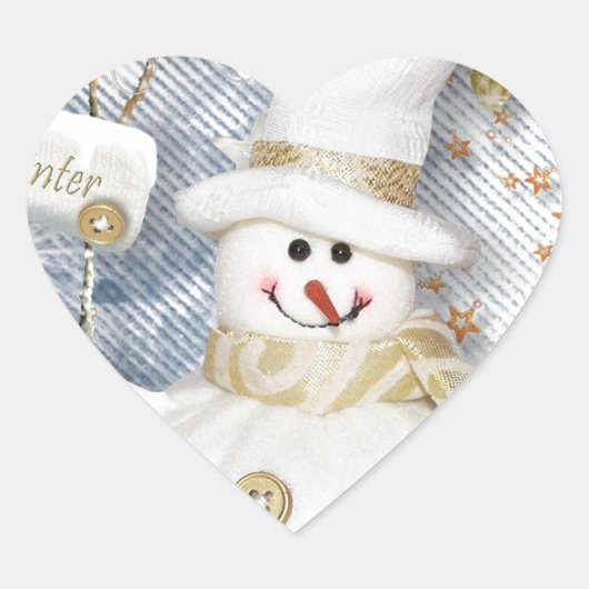 Cold Winter Snowman Hart Sticker (Voorkant)