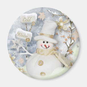 Cold Winter Snowman Magneet