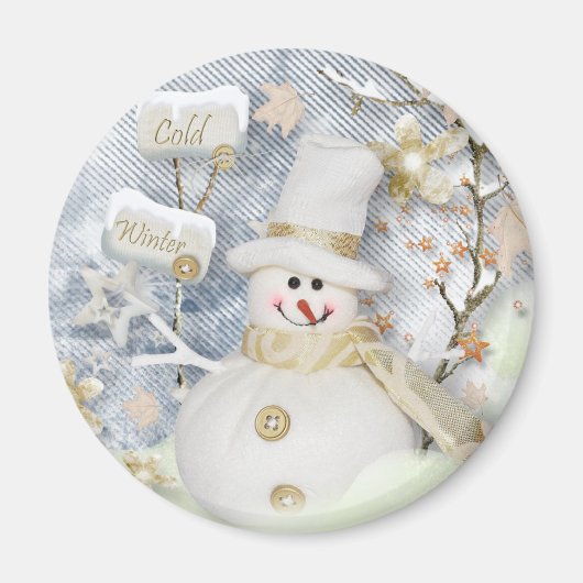 Cold Winter Snowman Magneet (Voorkant)