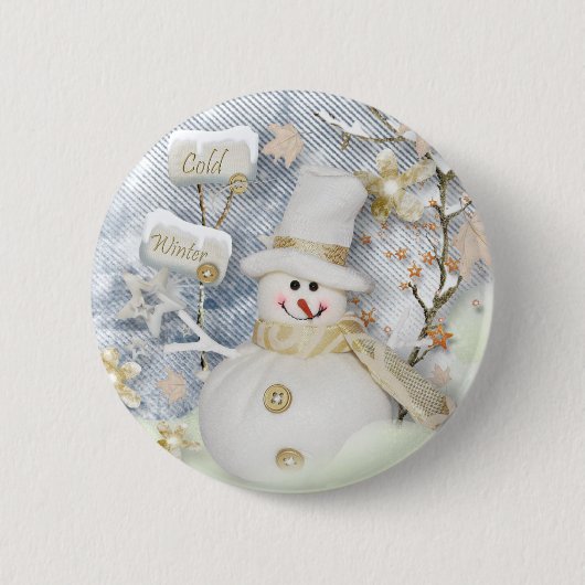 Cold Winter Snowman Ronde Button 5,7 Cm (Voorkant)