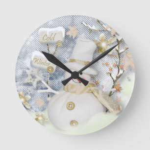Cold Winter Snowman Ronde Klok