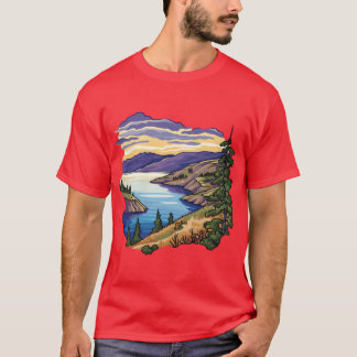 Coldstream Vernon Kalamalka Lake Okanagan Tekening T-shirt