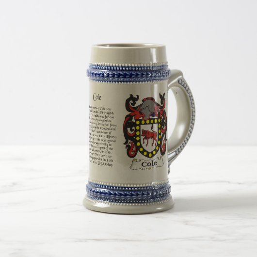 Cole Family Crest Stein Bierpul (Voorkant rechts)