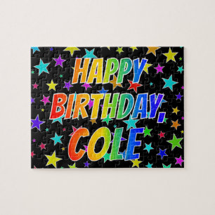 "COLE" Voornaam, geun "HAPPY BIRTHDAY" Legpuzzel