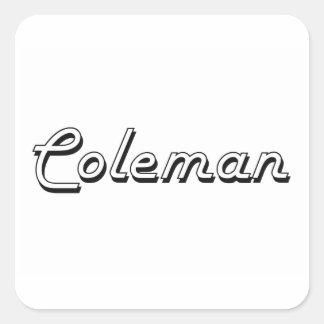 Coleman Classic Retro Naam Design Vierkante Sticker