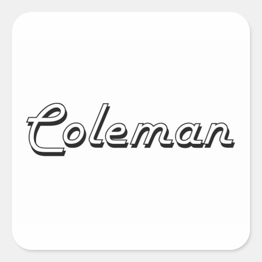 Coleman Classic Retro Naam Design Vierkante Sticker (Voorkant)