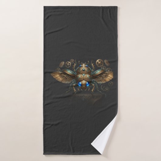 Coléoptère Scarabée Mécanique Steampunk Égyptien A (Serviette de bain)