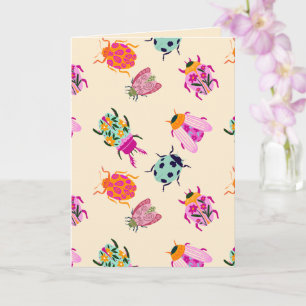 Coléoptères de jardin colorés & Carte florale plia