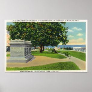 Coles Hill Uitzicht van Mayflower Burial Monument Poster