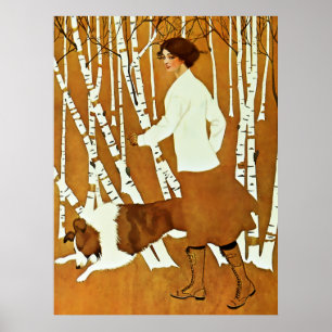 Coles Phillips "Fadeaway Girl" Autumn Walk Hoesje Poster