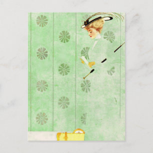 Coles Phillips ‘Fadeaway Girl’ “Groene Behang" Briefkaart