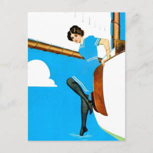 Coles Phillips ‘Fadeaway Girl’ Kunst “Blue Sailing Briefkaart