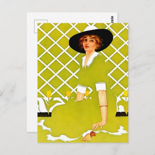Coles Phillips ‘Fadeaway Girl’ “Lentetuin" Briefkaart (Voorkant / Achterkant)