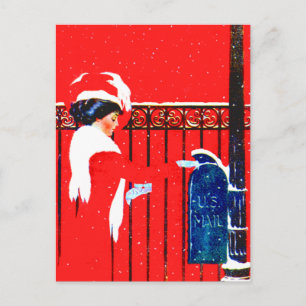 Coles Phillips Fadeaway Meisje - Witte Kerst Feestdagenkaart