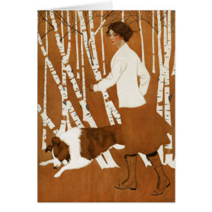 Coles Phillips Fadeaway Vrouw Joggen met Collie