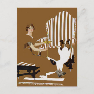 Coles Phillips Fadeaway Vrouw Met Collie Briefkaart
